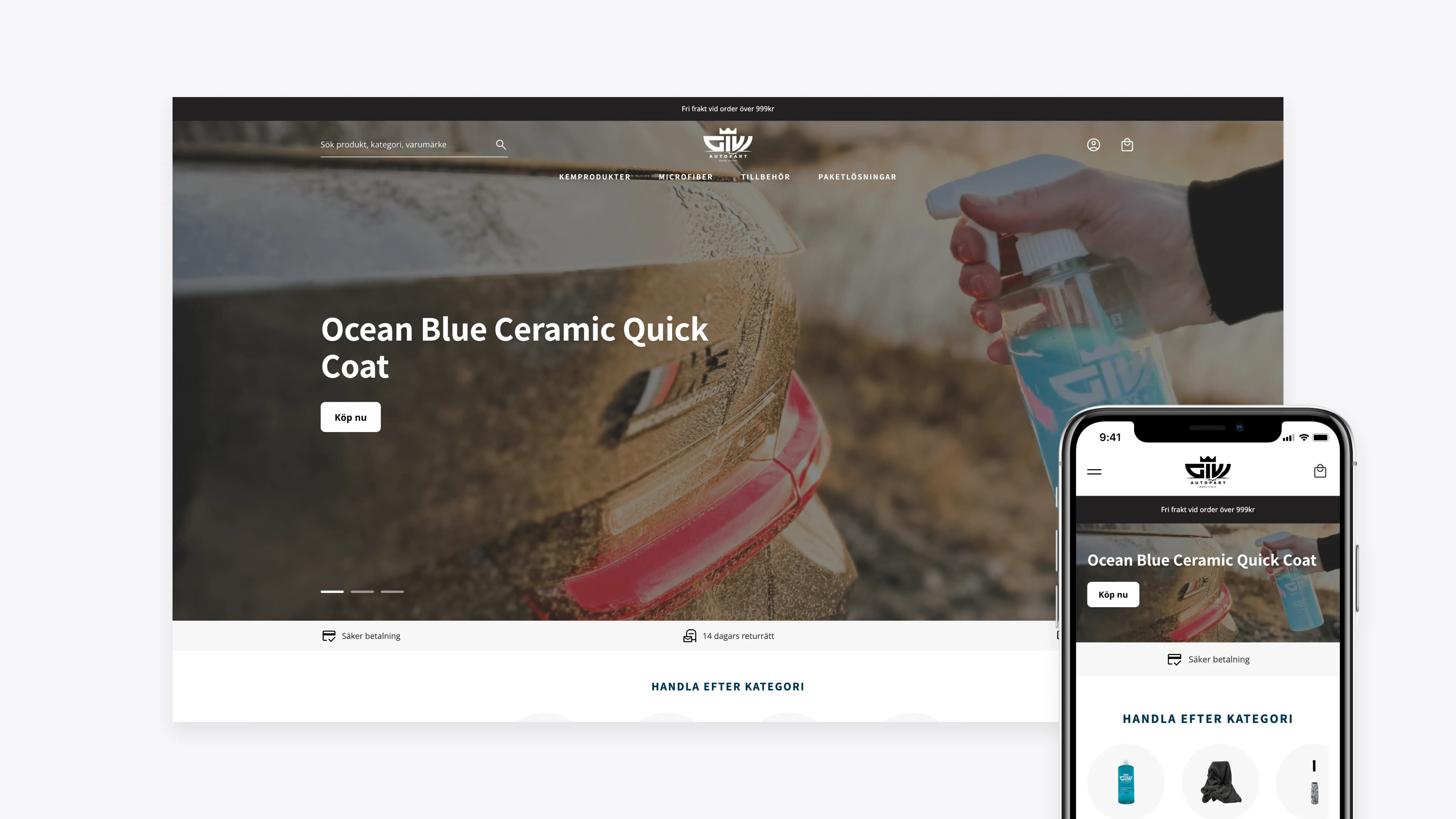 GIW Autopart website shown on desktop and mobile