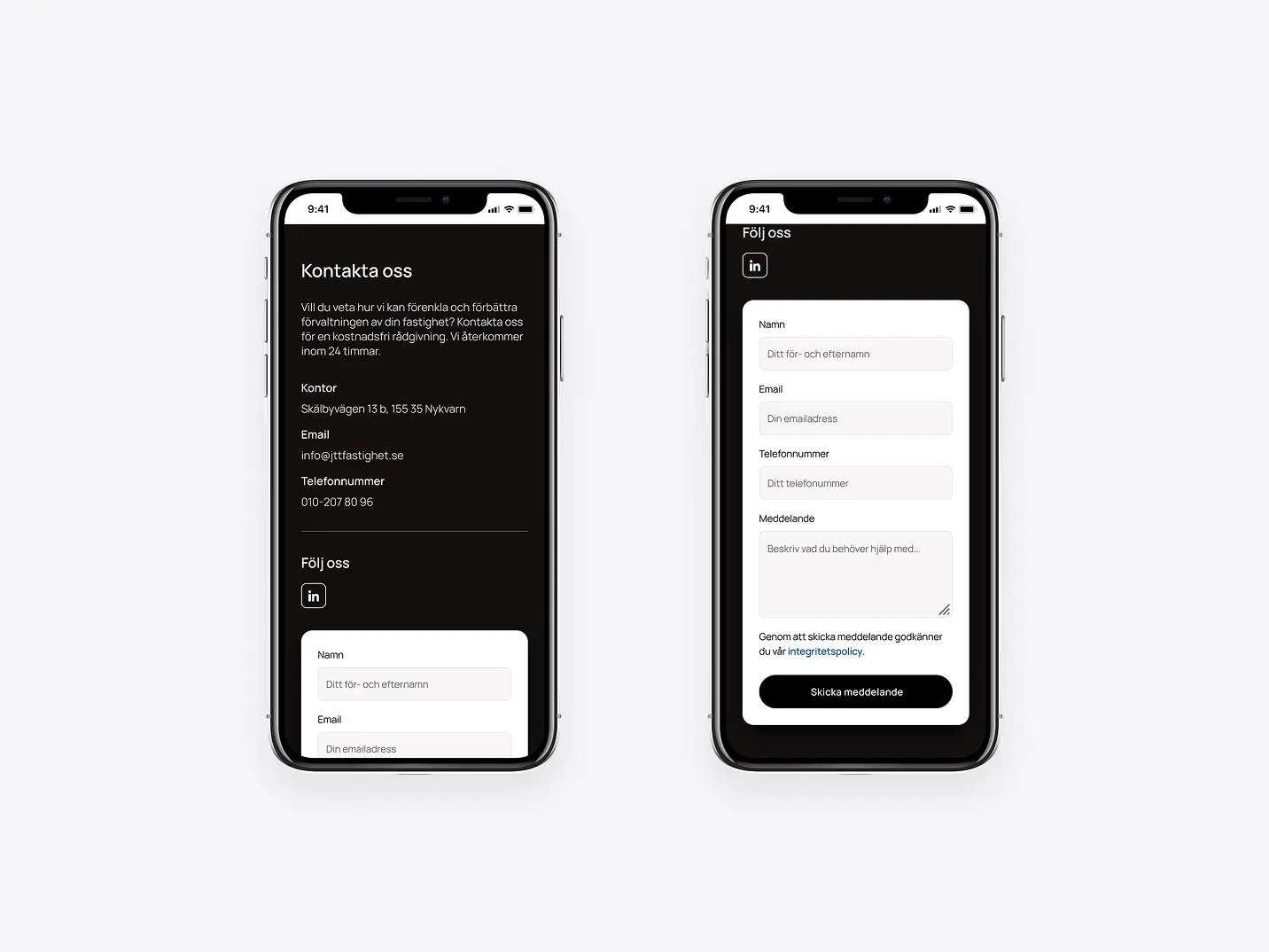Mobile contact experience example